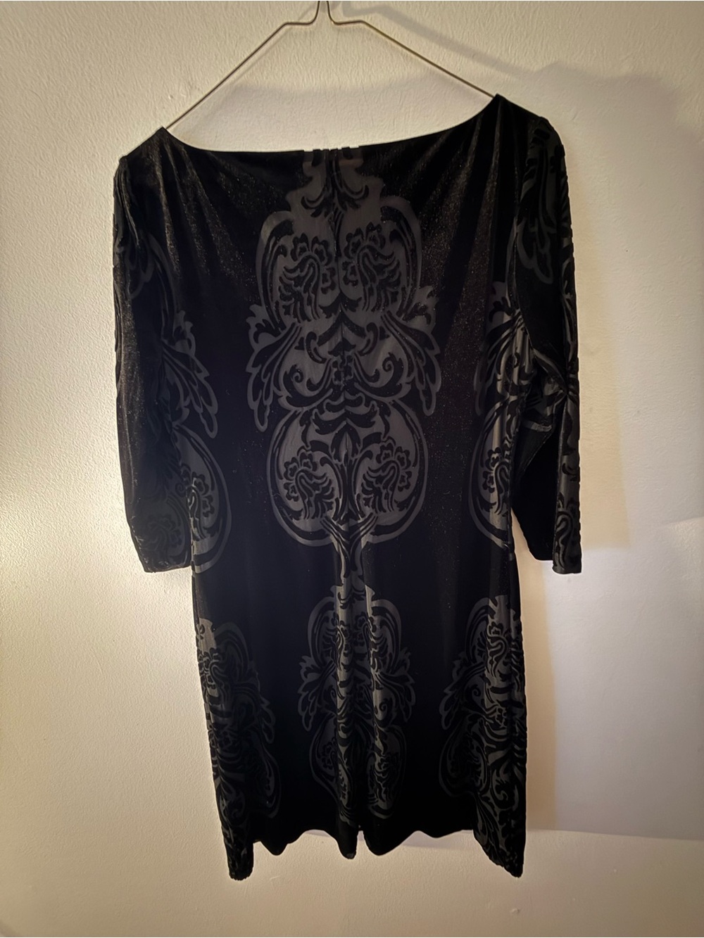 Ivanka Trump Black Velvet Burnout Long Sleeve Dress